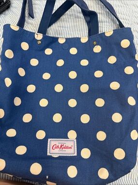 Cath Kidston Navy Floral Canvas Tote with Rose Print